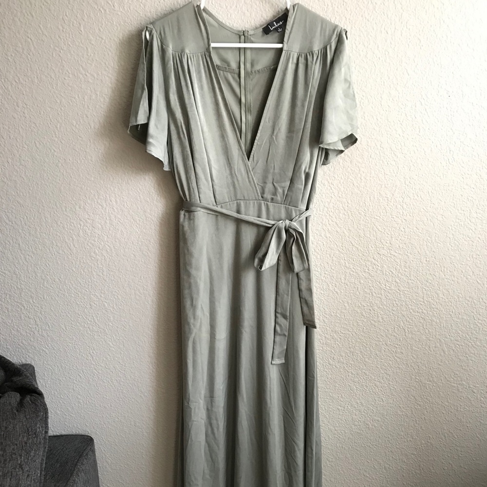 Lulus Sage Green Wrap Dress